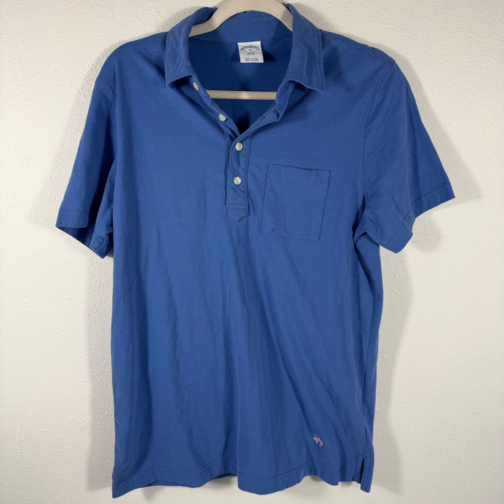 Brooks Brothers Mens Blue Polo Shirt Short Sleeve Pocket Logo Size M
